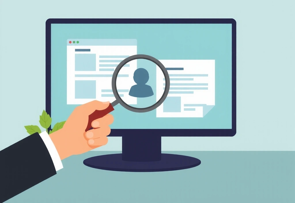 Ilustración de una persona revisando documentos digitales, simbolizando el derecho de acceso a datos.